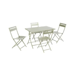 Table de jardin pliante Clivia coloris vert en acier - 110 x 70 x 71 cm