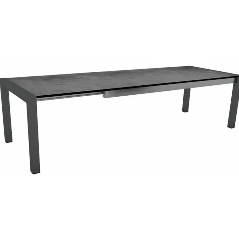Table extensible coloris anthracite/Ciment en aluminium Stern - 214/254/294 x 100 x 75 cm
