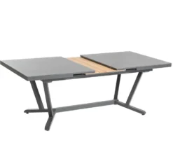 Table extensible en aluminium et céramique noir Sedum - 180/240 x 100 x 76 cm