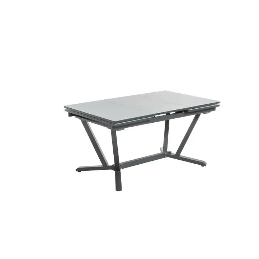 Table extensible Niello graphite perle alu et verre 150/250 x 74 cm