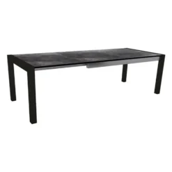 Table extérieure coloris noir mat/marbre foncé en aluminium Stern - 214/254/294 x 100 x 75 cm