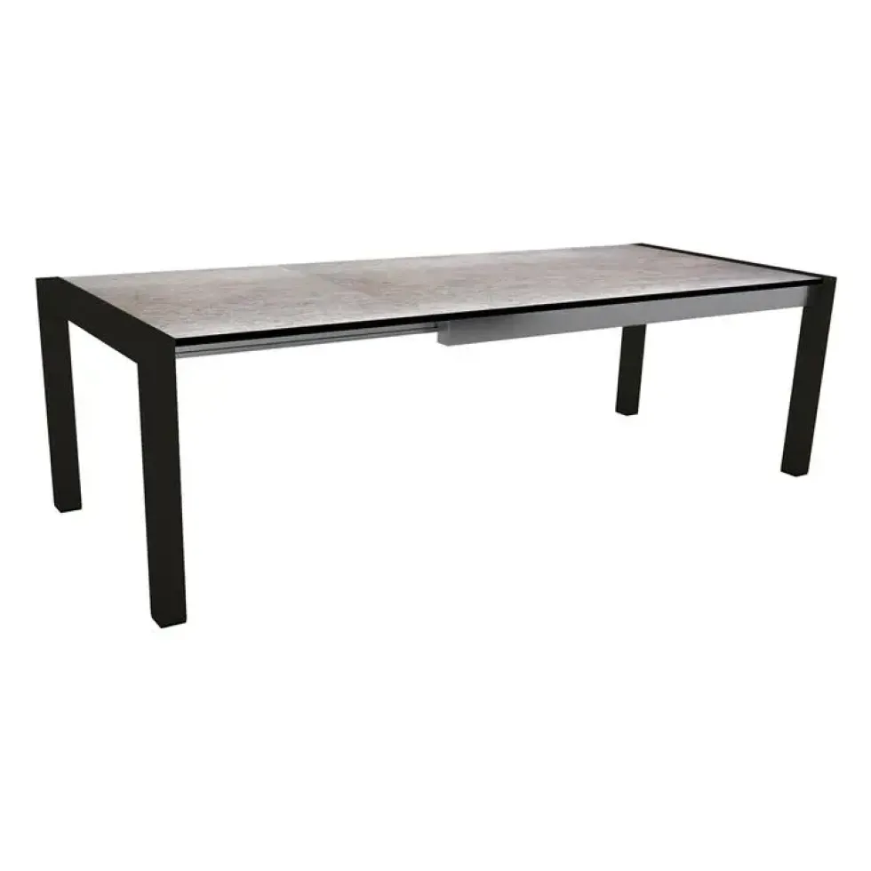 Table extérieure coloris noir mat/smocky en aluminium Stern - 214/254/294 x 100 x 75 cm