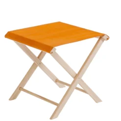 Tabouret pliant abricot coloris orange en coton - 43 x 43 x 42 cm