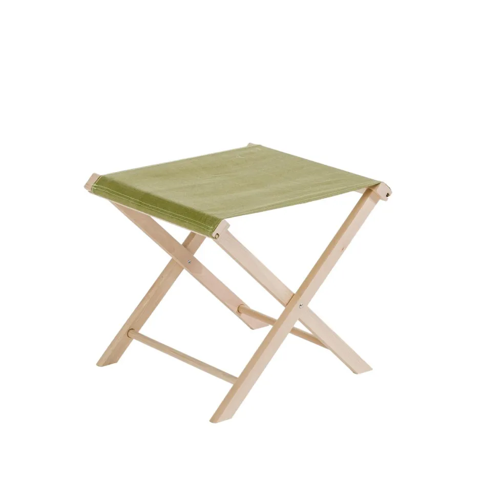 Tabouret pliant coloris vert en coton Jardin privé - 43 x 43 x 42 cm