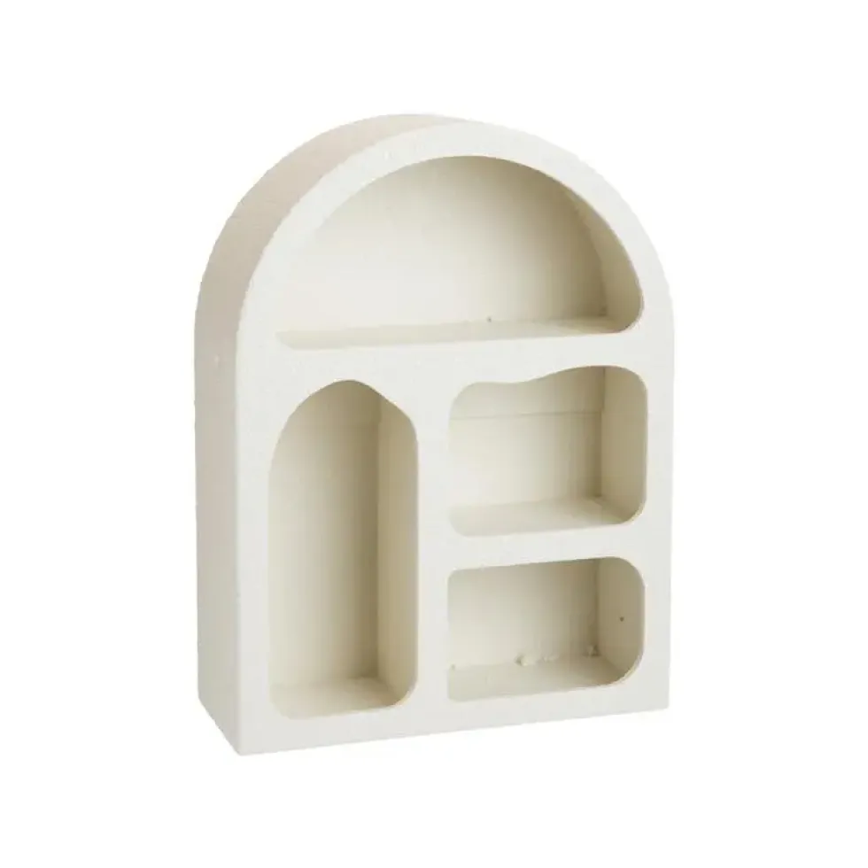 Étagère blanche arrondie à 4 cases en bois certifié FSC®- 30 x 12 x 40 cm