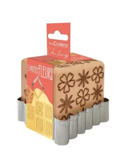 Tampon biscuit bois "flower" et découpoir Mirontaine