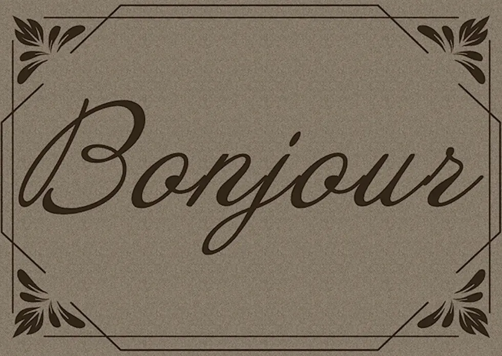 Tapis absorbant intérieur imprimé "Bonjour" coloris gris Sweetsol - 40 x 60 x 0,5 cm