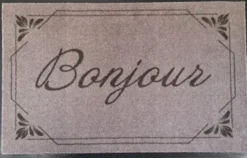 Tapis absorbant intérieur imprimé "Bonjour" coloris gris Sweetsol - 40 x 60 x 0,5 cm