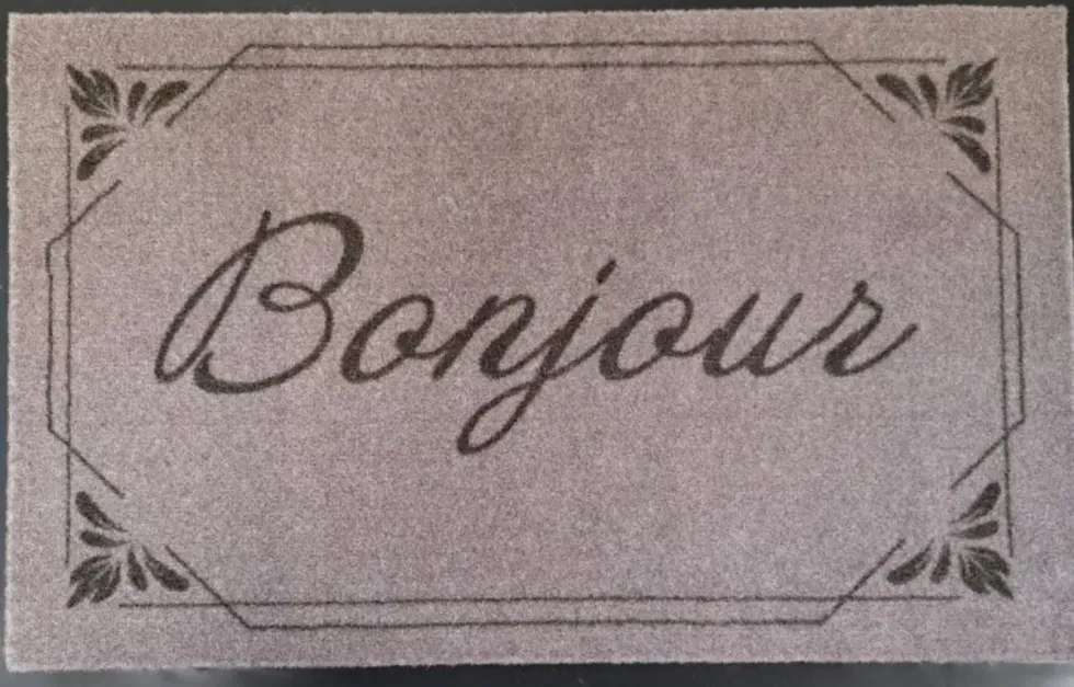 Tapis absorbant intérieur imprimé "Bonjour" coloris gris Sweetsol - 40 x 60 x 0,5 cm