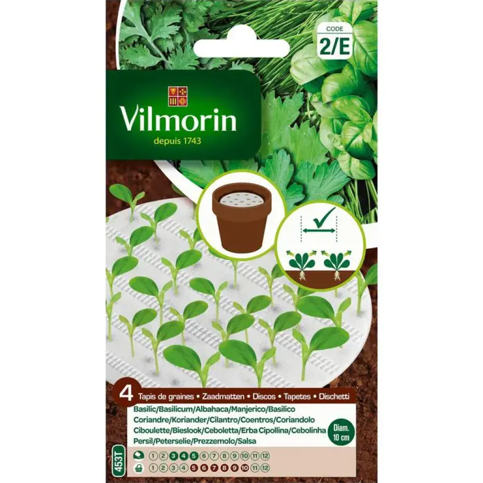 Tapis de graines aromatiques à semer Basilic Coriandre Ciboulette Persil Vilmorin