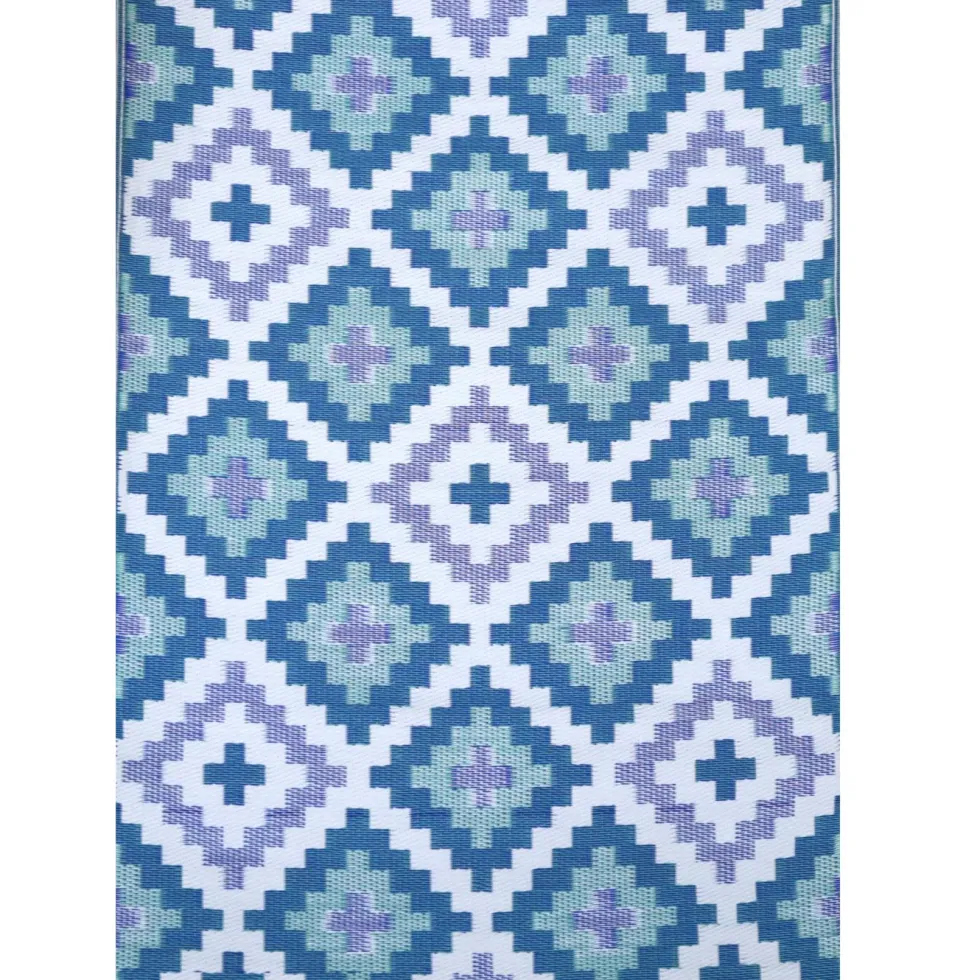 Tapis d'extérieur en polypropylène recyclé bleu Piscine