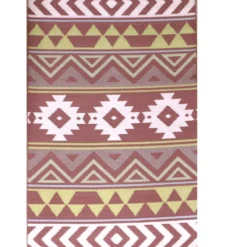 Tapis d'extérieur en polypropylène recyclé Terracotta Aztèques