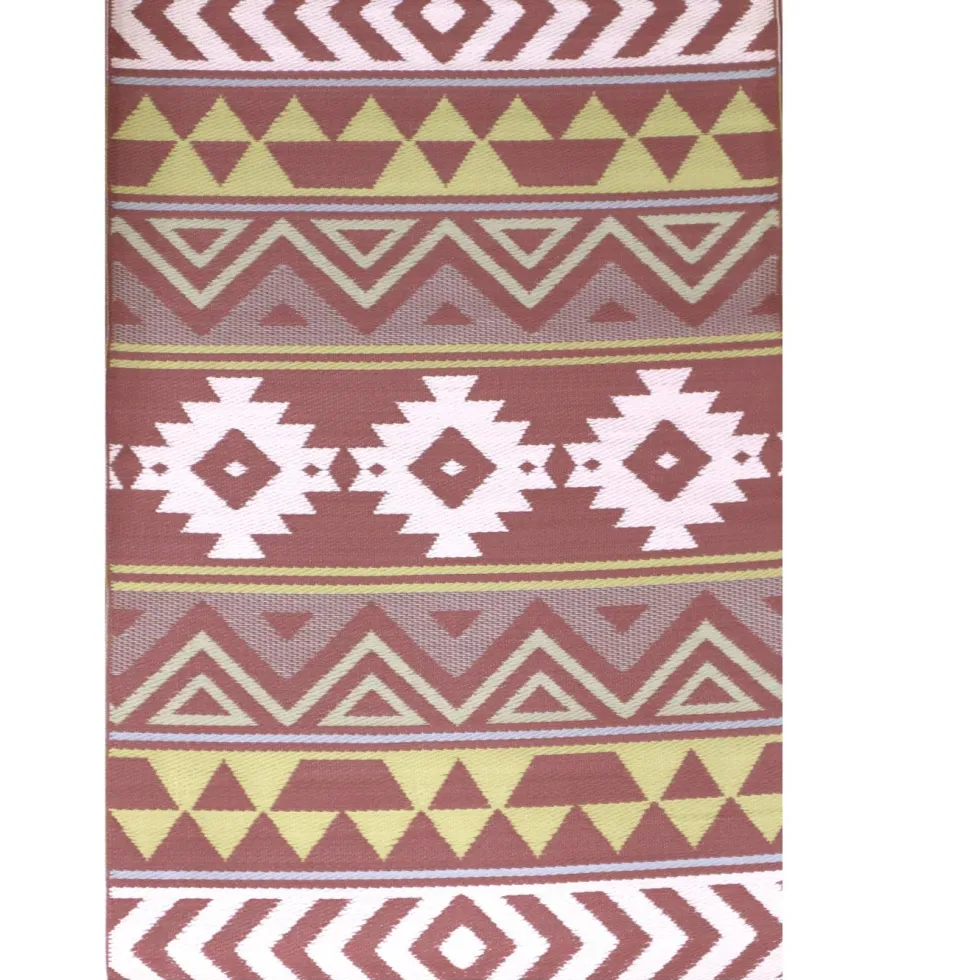 Tapis d'extérieur en polypropylène recyclé Terracotta Aztèques