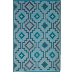 Tapis Lhasa Teal en polypropylène recyclé Fab Hab