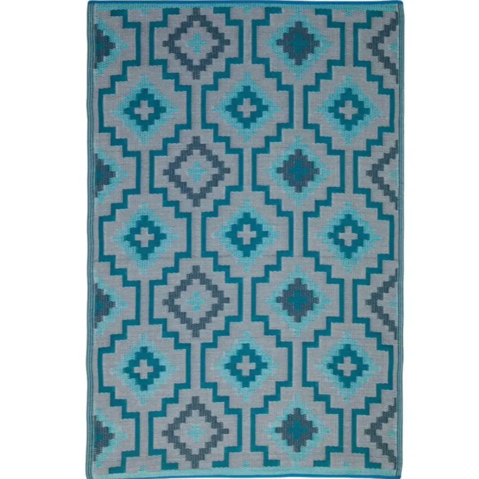 Tapis Lhasa Teal en polypropylène recyclé Fab Hab