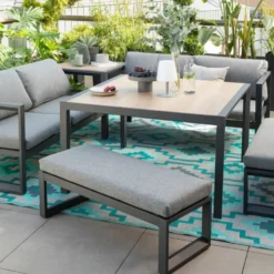 Tapis Lhasa Teal en polypropylène recyclé Fab Hab