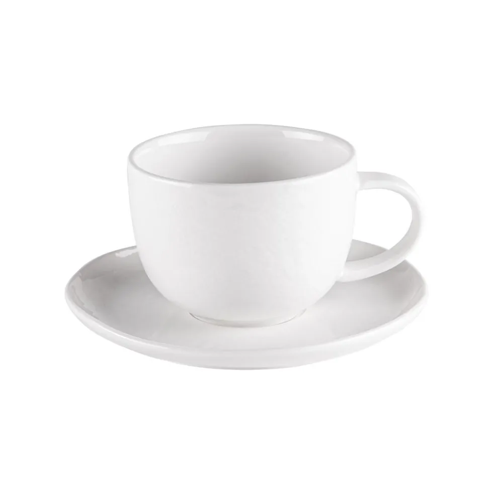 Tasse à thé avec sous-tasse en porcelaine blanche Ecume - 22 cl
