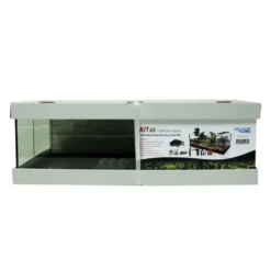 Terrarium pour tortue d'eau aquatique coloris blanc Aquavie kit aqua 60 – 60 x 30 x 20 cm
