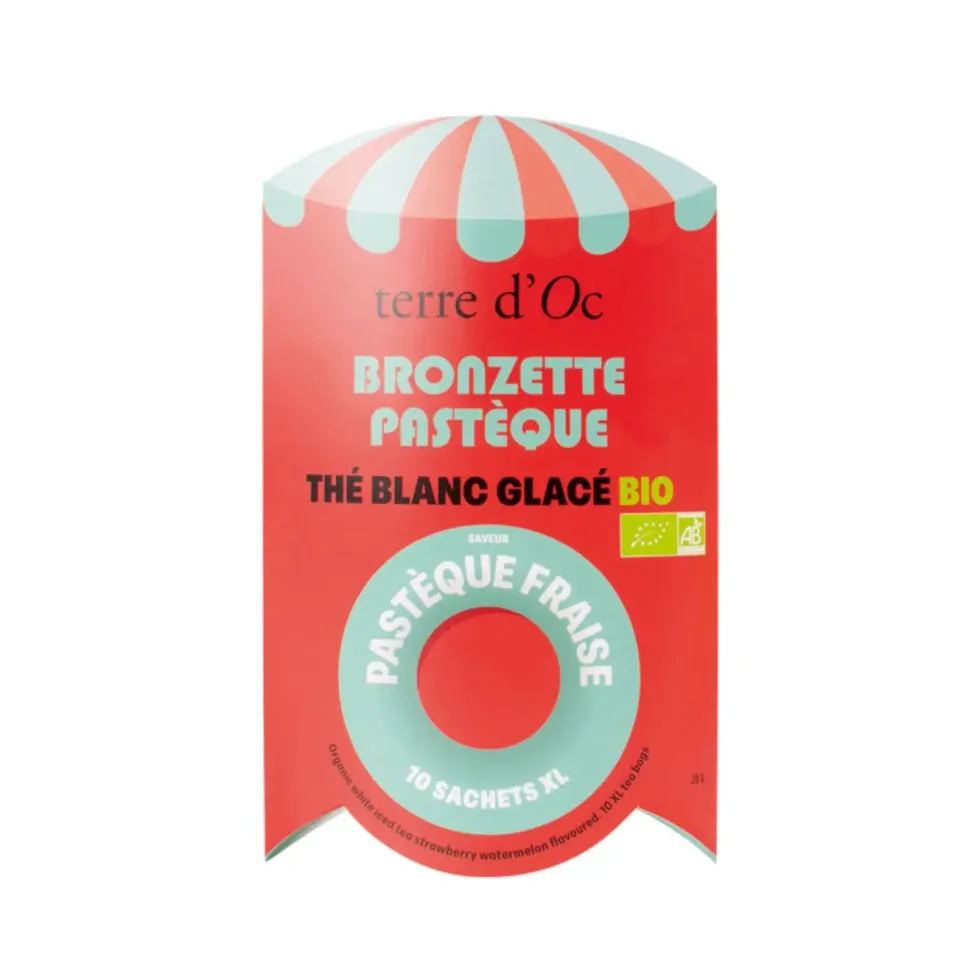 Thé blanc bio glacé pastèque fraise Terre d’Oc Bronzette pastèque - 10 infusettes