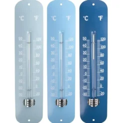 Thermomètre en zinc bleu nuances assorties 6,6x1,3x29,5 cm