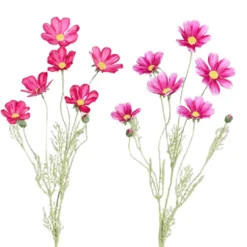 Tige de cosmos à 6 fleurs et 2 boutons rose - 92 cm