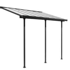 Toit terrasse coloris gris en aluminium - 5,01 x 3,07 m