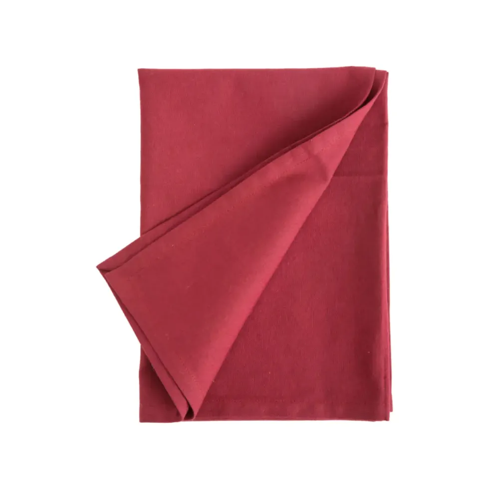 Torchon uni bordeaux en coton - 50 x 70 cm