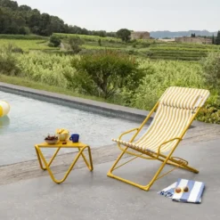 Transat transaswing colorblock rayure Lafuma coloris jaune en acier - 60 x 83 x 91 cm
