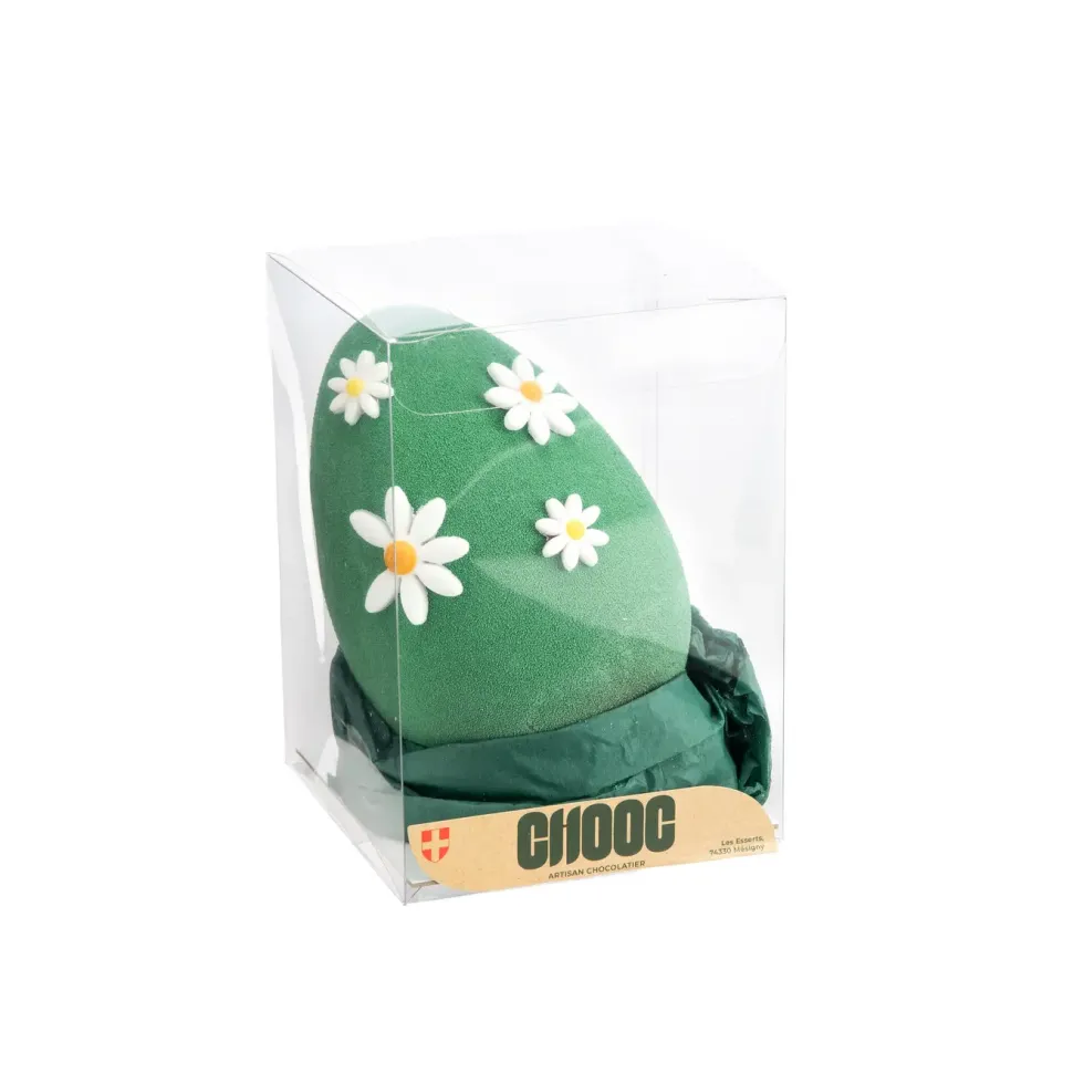 Œuf de printemps vert à fleurs au chocolat au lait garni Chooc - 160 g