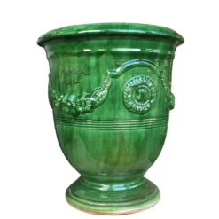 Vase Anduze vert en terre cuite émaillée H 28 x Ø 32 cm