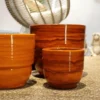 Vase en terre cuite émaillée orange Savane Les Poteries d’Albi Rebord - Ø 21 x H 19 cm