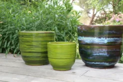 Vase en terre cuite émaillée vert Forêt Les Poteries d’Albi Rebord - Ø 21 x H 19 cm