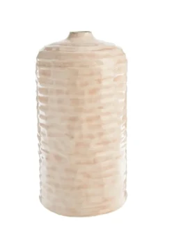 Vase métal martelé coloris blancosé moyen modèle - Ø 21 x H 46 cm