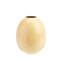 Vase oval coloris beige en métal - 13 x 13 x 15,5 cm