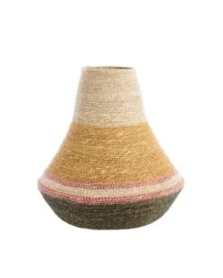 Vase pour fleurs séchées coloris multicolore en osier - 28 x 28 x 30 cm