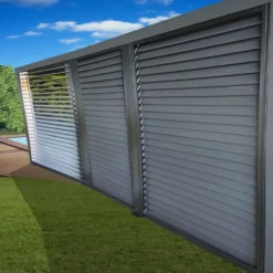 Ventelles pour pergola 3630 BI/PER 3660 BI coloris gris en aluminium - 2,19 x 3,4 m