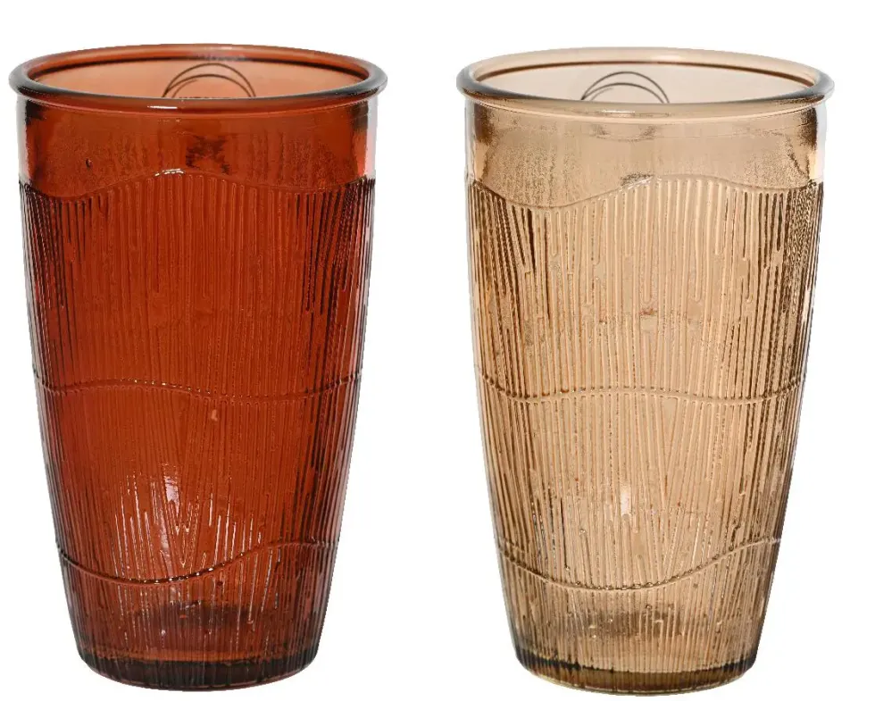 Verre coloré en verre recyclé strié - Ø 8 x H 13 cm