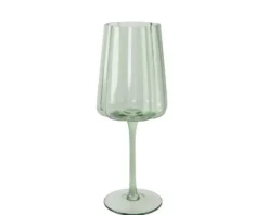 Verre sur pied vert en verre transparent Floral - Ø 8,2 x H 21 cm
