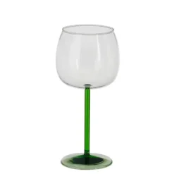 Verre à vin à pied vert Riga - Ø 9,5 x H 20 cm