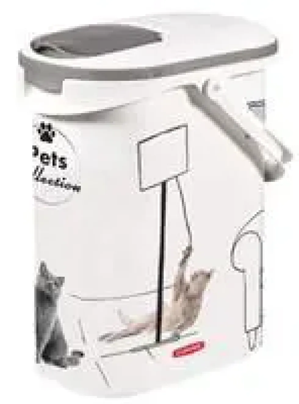 Verseuse à croquettes en plastique blanc à motif chat Pet Collection cat 4 kg - 10 L