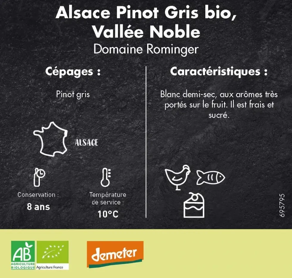 Vin d'Alsace pinot gris Vallée Noble domaine Rominger - 75 cl