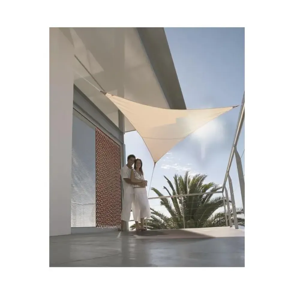 Voile d'ombrage triangulaire beige 3 m
