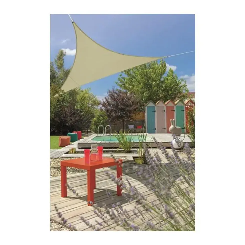 Voile ombrage ivoire 3,6 m triangulaire extensible