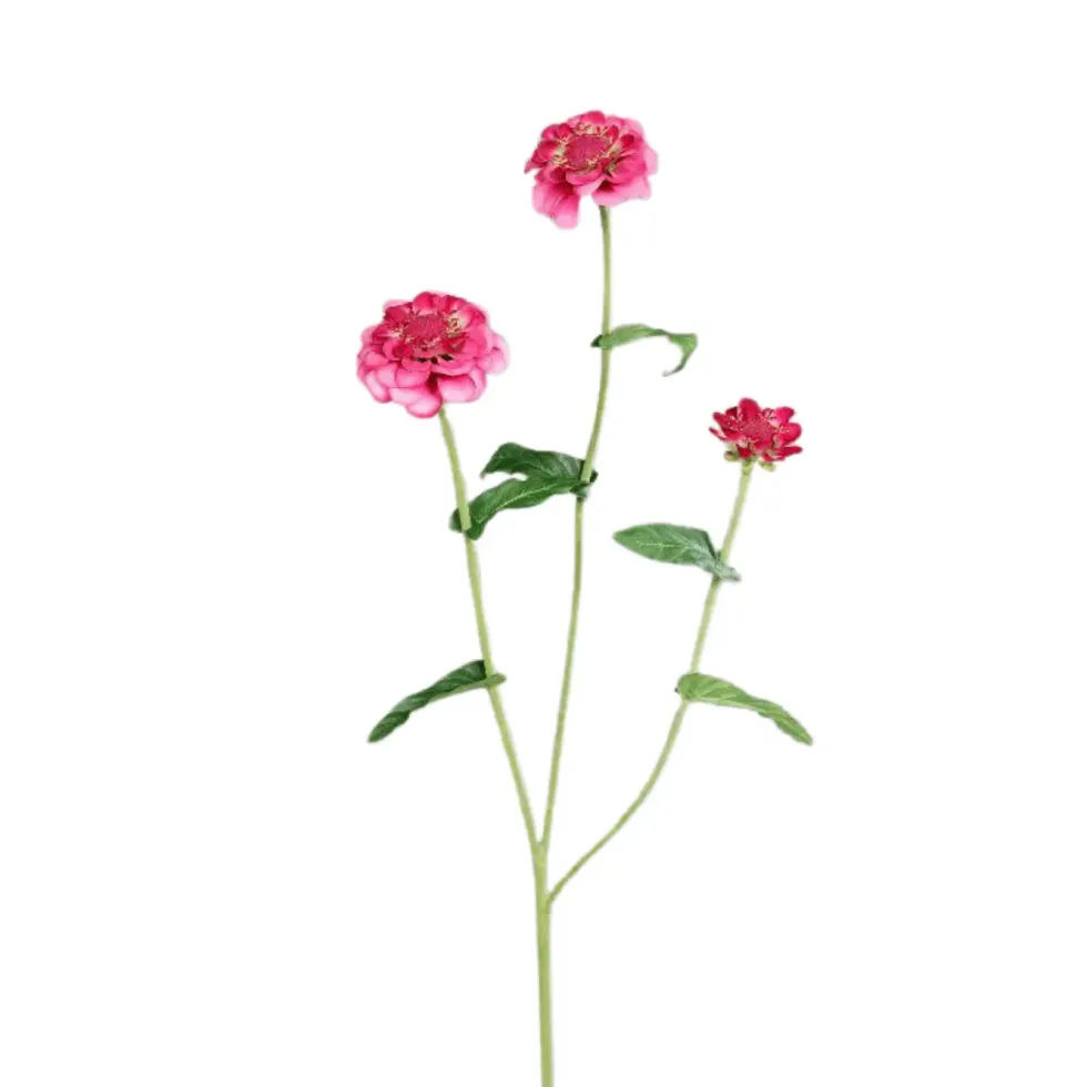 Zinnia artificiel à 3 fleurs fuchsia - 70 cm